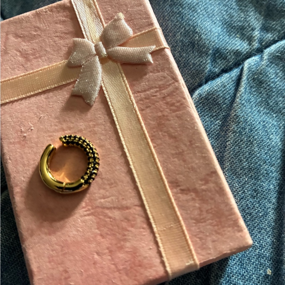 Gold and Black Hoop Earring